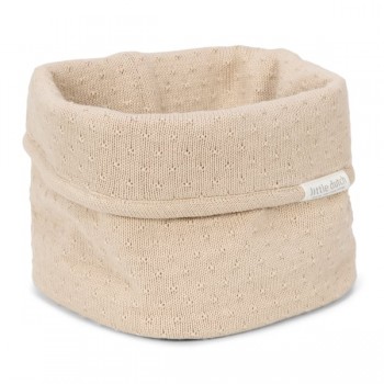 Cos de depozitare tricotat din bumbac organic - 15 x 15 - Pure Soft Beige - Little Dutch