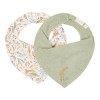 Baveta bandana dublata din bumbac organic - set 2 bucati - Green/Safari Wonders - Little Dutch