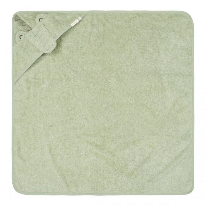 Prosop cu gluga din bumbac organic pentru bebelusi - 75 x 75 cm - Green Crocodil - Little Dutch