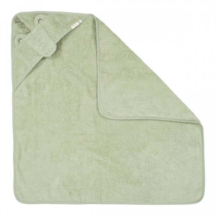 Prosop cu gluga din bumbac organic pentru bebelusi - 75 x 75 cm - Green Crocodil - Little Dutch