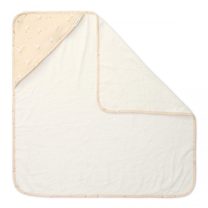 Prosop cu gluga din bumbac organic pentru bebelusi - 75 x 75 cm - Little Goose - Little Dutch