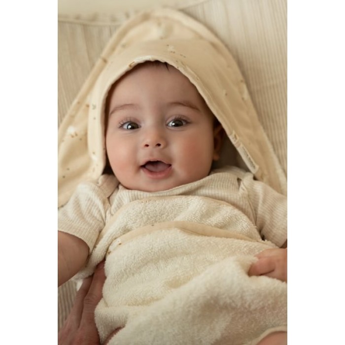 Prosop cu gluga din bumbac organic pentru bebelusi - 75 x 75 cm - Little Goose - Little Dutch