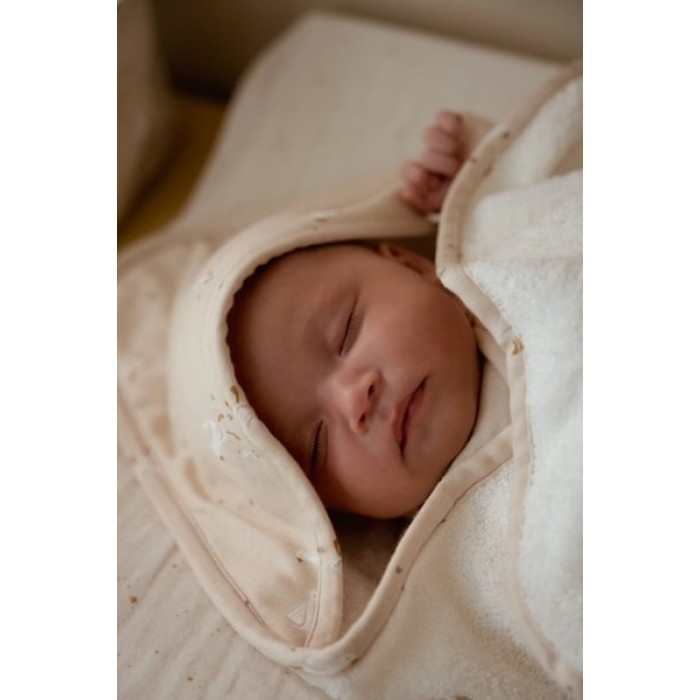 Prosop cu gluga din bumbac organic pentru bebelusi - 75 x 75 cm - Little Goose - Little Dutch