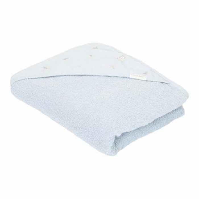 Prosop cu gluga cu broderie 75x75 cm - Blue - Little Dutch