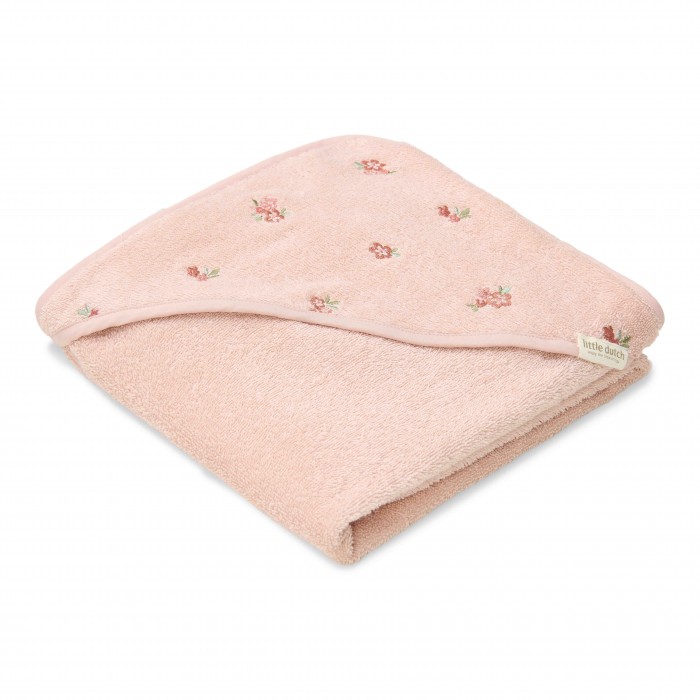 Prosop cu gluga cu broderie 100 x 100 cm - Blossom - Little Dutch