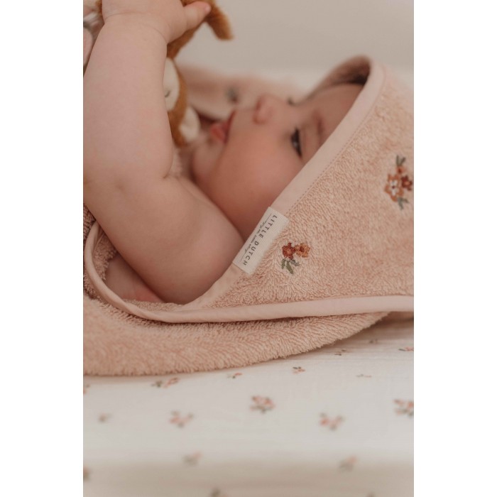 Prosop cu gluga cu broderie 100 x 100 cm - Blossom - Little Dutch