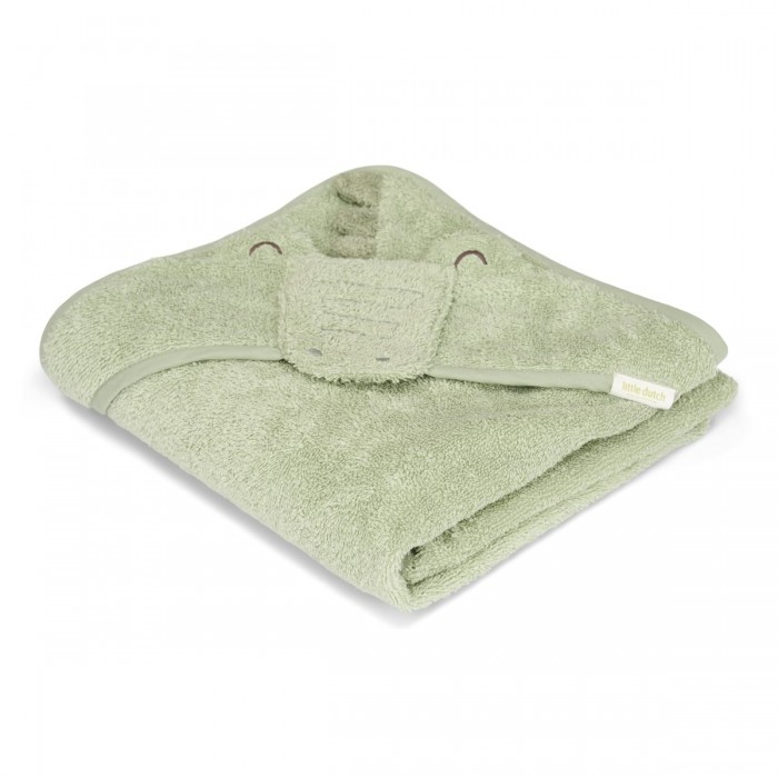 Prosop cu gluga din bumbac organic pentru copii - 100 x 100 - Crocodile - Little Dutch
