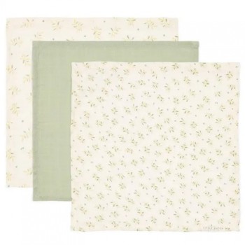 Batistute din bumbac organic- set 3 bucati - Blueberry Leaves - Little Dutch