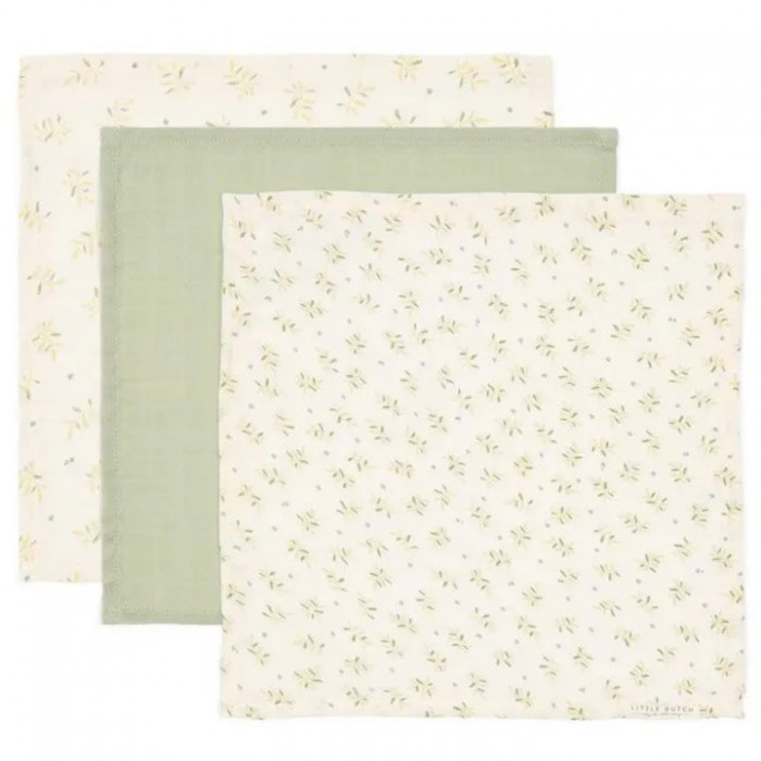 Batistute din bumbac organic- set 3 bucati - Blueberry Leaves - Little Dutch