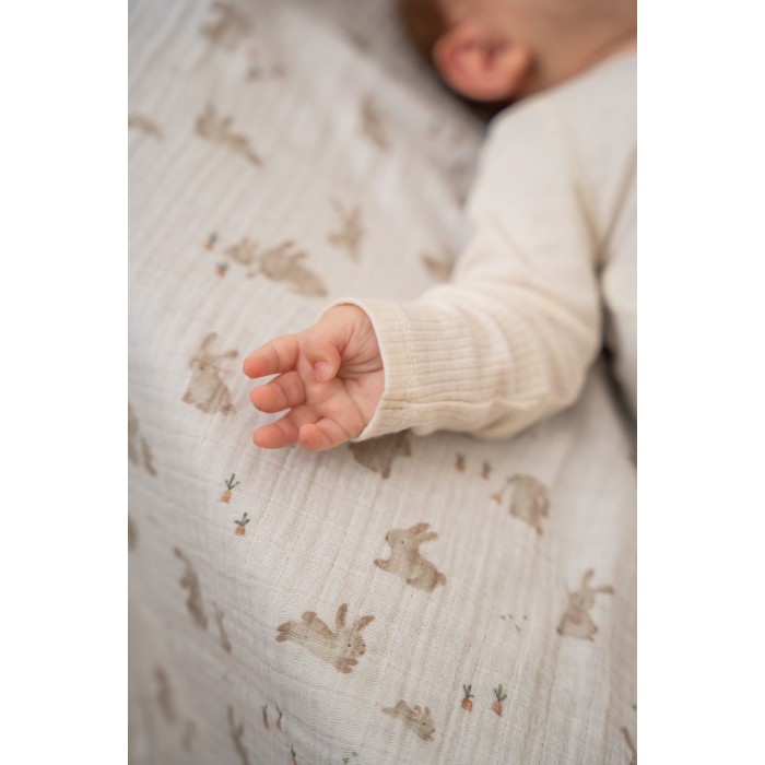 Muselina din bumbac - set 2 bucati - Baby Bunny / Beige - Little Dutch