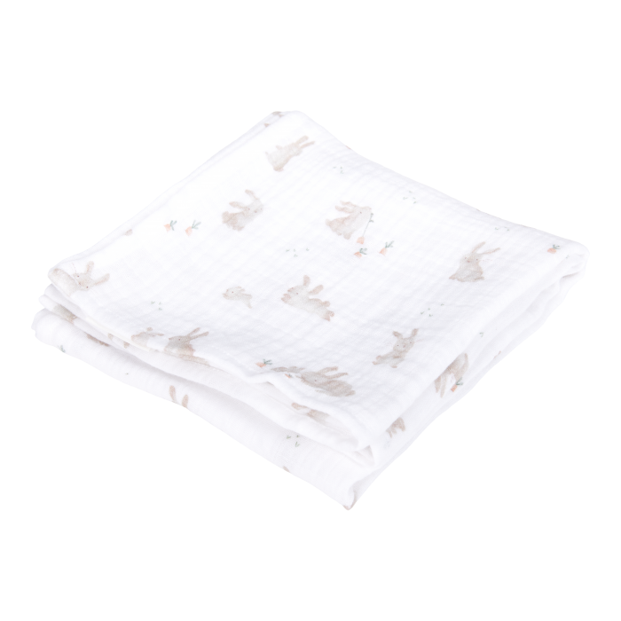 Muselina din bumbac - set 2 bucati - Baby Bunny / Beige - Little Dutch