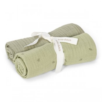 Muselina din bumbac organic - set 2 bucati - Pure Sage - Little Dutch Muselina din bumbac organic - set 2 bucati - Pure Sage - Little Dutch