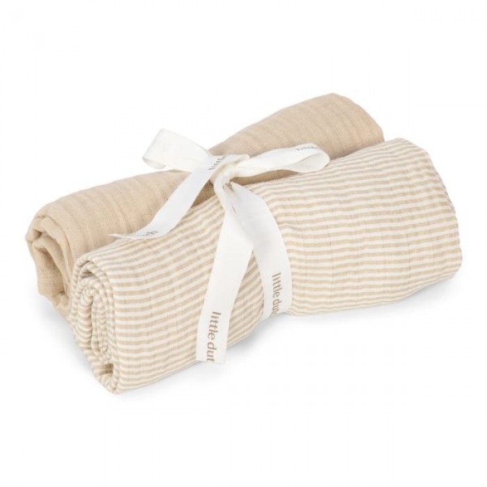 Muselina din bumbac organic - set 2 bucati - Pure Soft Beige - Little Dutch Muselina din bumbac organic - set 2 bucati - Pure Soft Beige - Little Dutch