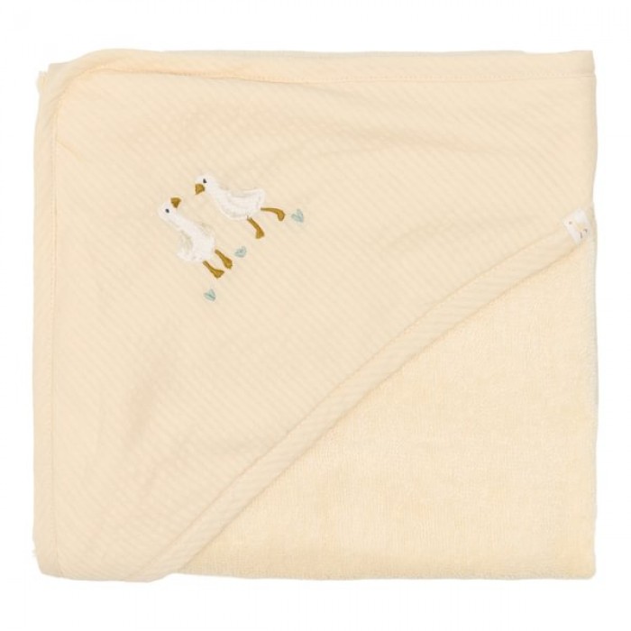 Set cadou cu prosop cu gluga si manusa de baie din bumbac organic pentru bebelusi - Little Goose - Little Dutch