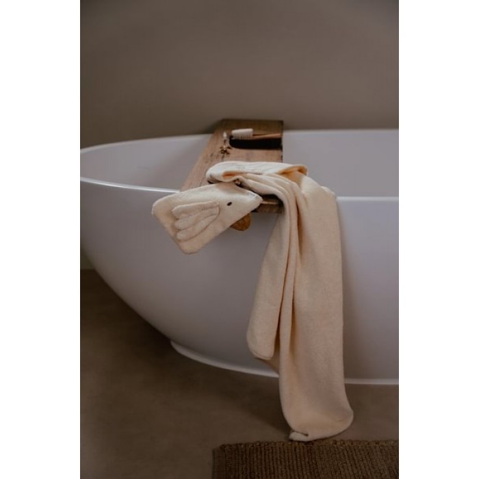 Set cadou cu prosop cu gluga si manusa de baie din bumbac organic pentru bebelusi - Little Goose - Little Dutch