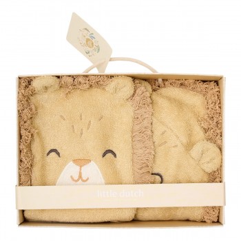 Set cadou din bumbac organic pentru bebelusi - Leo Safari - Little Dutch