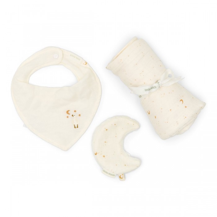 Set cadou din bumbac organic pentru bebelusi - Moon and Stars - Little Dutch