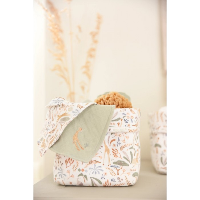 Muselina din bumbac organic - set 3 bucati -  Green/Safari Wonders - Little Dutch