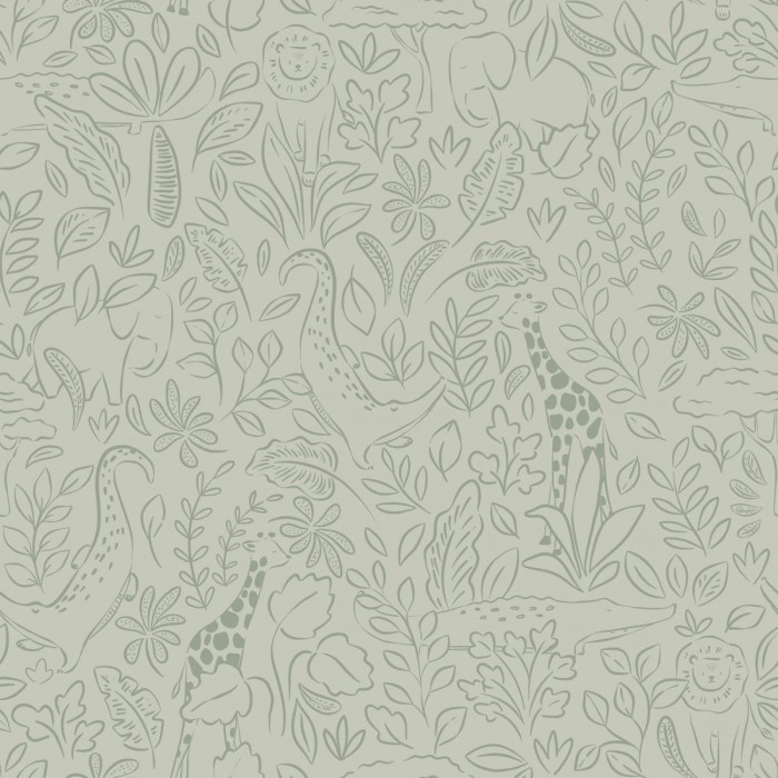 Tapet - Green - Safari Dreams Sage - 52 x 10m - Little Dutch