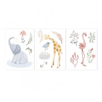 Autocolante pentru perete - Blooming Safari - Little Dutch