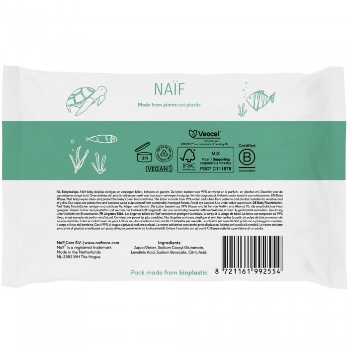 Servetele umede pentru bebelusi - Pachet mic de buzunar  - Naïf