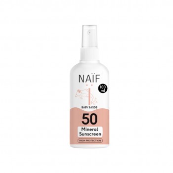 Spray cu protectie solara minerala SPF 50 - Bebelusi si copii  - 100 ml - Naïf Spray cu protectie solara minerala SPF 50 - Bebelusi si copii  - 100 ml - Naïf