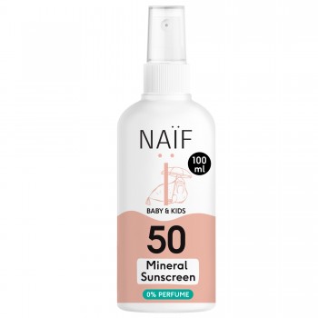 Spray cu protectie solara minerala SPF 50 FARA parfum - Bebelusi si copii  - 100 ml - Naïf
