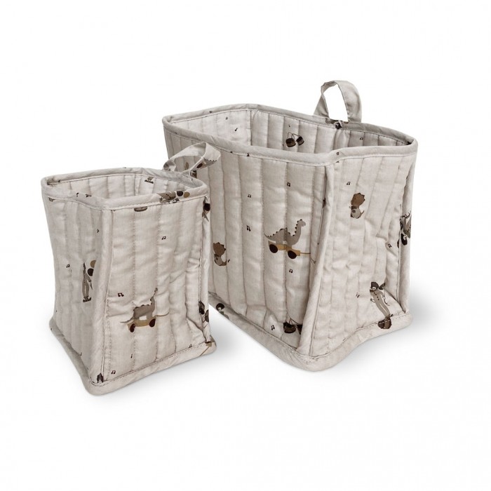Cos de depozitare din bumbac organic - Set 2 bucati - Lumi - Music Dino - Nuuroo