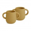 Set de 2 cani din silicon cu doua manere - Abiola - Dusty Yellow - Nuuroo