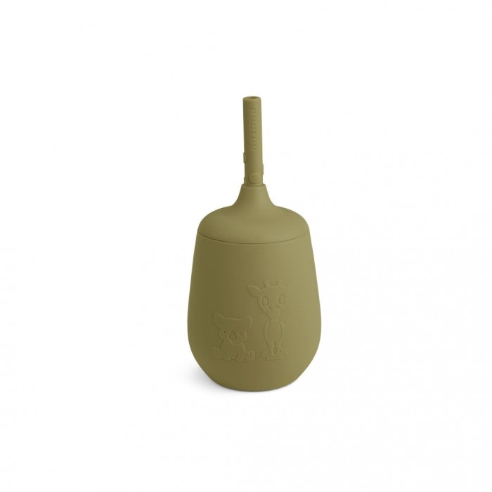 Pahar cu pai din silicon - Adita - Olive Green - Nuuroo