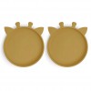 Set 2 farfurii din silicon Akila - Giraffe - Dusty Yellow - Nuuroo
