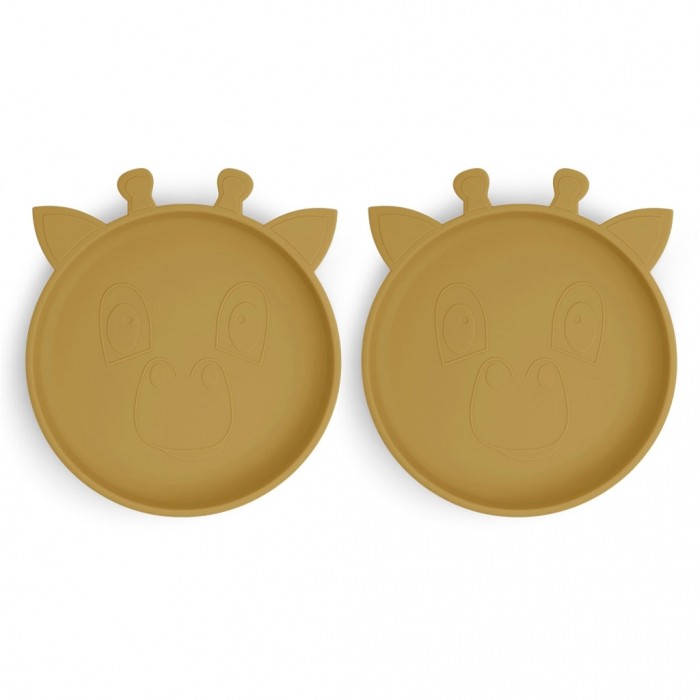 Set 2 farfurii din silicon Akila - Giraffe - Dusty Yellow - Nuuroo