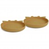Set 2 farfurii din silicon Akila - Giraffe - Dusty Yellow - Nuuroo