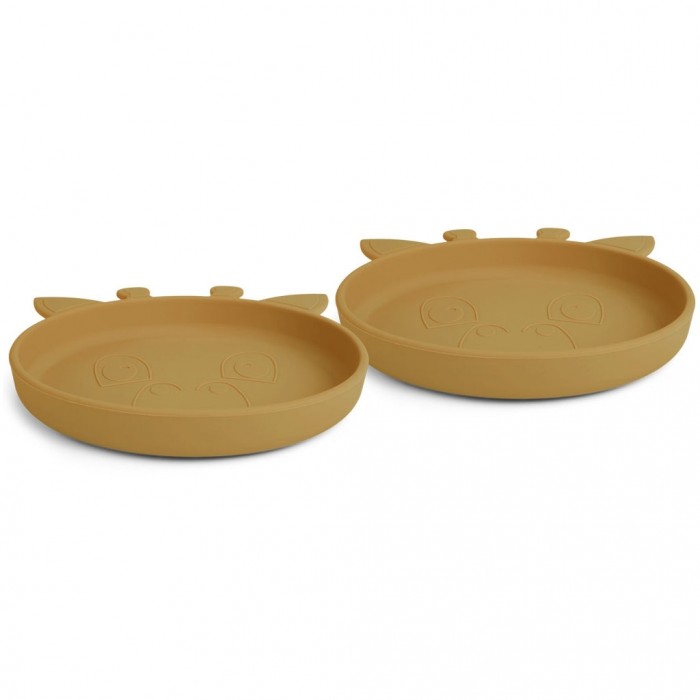 Set 2 farfurii din silicon Akila - Giraffe - Dusty Yellow - Nuuroo