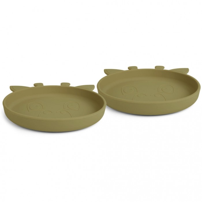 Set 2 farfurii din silicon Akila - Giraffe - Olive Green - Nuuroo