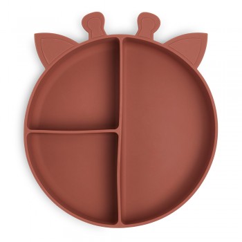Farfurie din silicon cu 3 compartimente pentru masa copilului Orla - Mahogany - Nuuroo