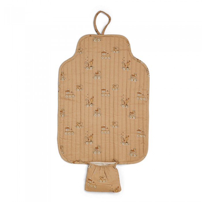 Salteluta portabila din bumbac organic pentru schimbat scutece - Rana - Carnival Train - Nuuroo