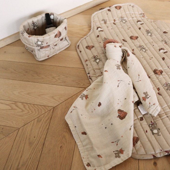 Salteluta portabila din bumbac organic pentru schimbat scutece - Rana - Carnival Train - Nuuroo