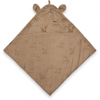 Prosop cu gluga din muselina de bumbac organic pentru bebelusi - Danila - Carnival Train - Nuuroo Prosop cu gluga din muselina de bumbac organic pentru bebelusi - Danila - Carnival Train - Nuuroo