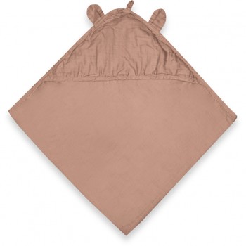 Prosop cu gluga din muselina de bumbac organic pentru bebelusi - Danila - Rose Dust - Nuuroo