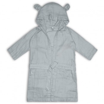 Halat de baie din muselina de bumbac organic Erin - Dusty Blue - Nuuroo Halat de baie din muselina de bumbac organic Erin - Dusty Blue - Nuuroo