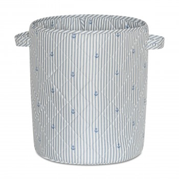 Cos de depozitare din bumbac organic Hunter mare - Stripe Anchor - Nuuroo