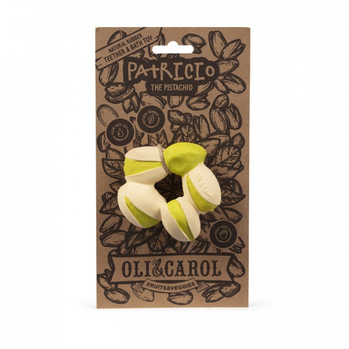 Jucarie de dentitie din cauciuc natural - Patricio the Pistachio - Oli & Carol