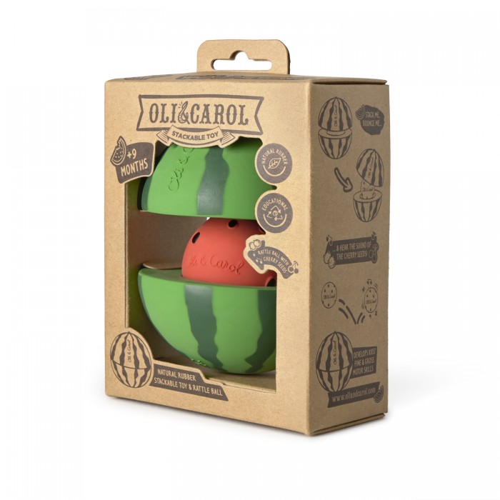 Jucarie stivuibila si de echilibru din cauciuc natural - Watermelon - Oli & Carol