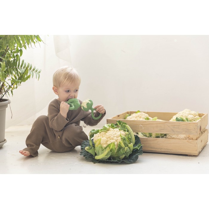Jucarie zornaitoare de dentitie din cauciuc natural - Cauliflower - Oli & Carol