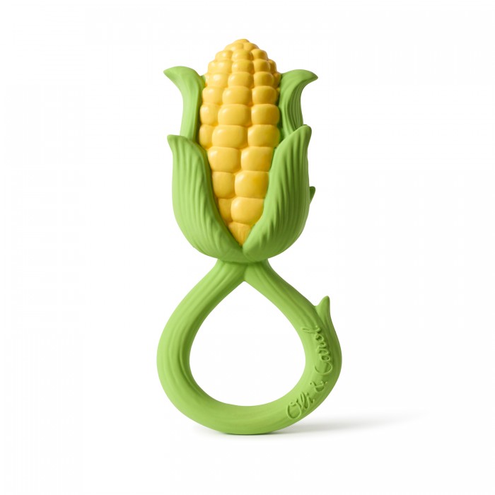 Jucarie zornaitoare de dentitie din cauciuc natural - Corn - Oli & Carol
