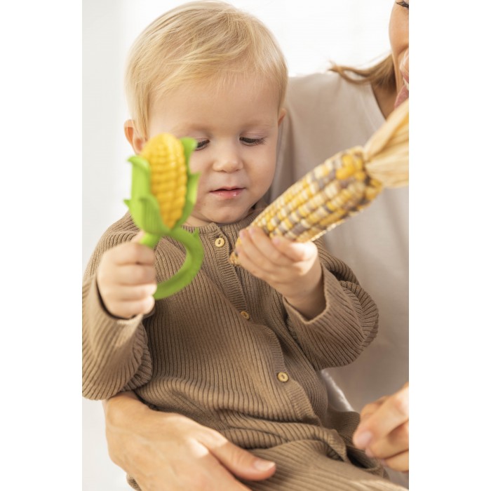 Jucarie zornaitoare de dentitie din cauciuc natural - Corn - Oli & Carol