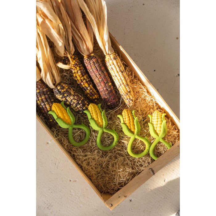 Jucarie zornaitoare de dentitie din cauciuc natural - Corn - Oli & Carol