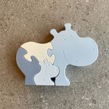 Puzzle din silicon Hippo - Alfie - Blue Mix - Petú Petú Puzzle din silicon Hippo - Alfie - Blue Mix - Petú Petú