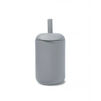 Pahar cu pai din silicon Eli - Dusty Blue - Pétu Pétu